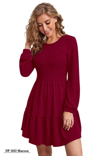 long-sleeve tiered mini dress