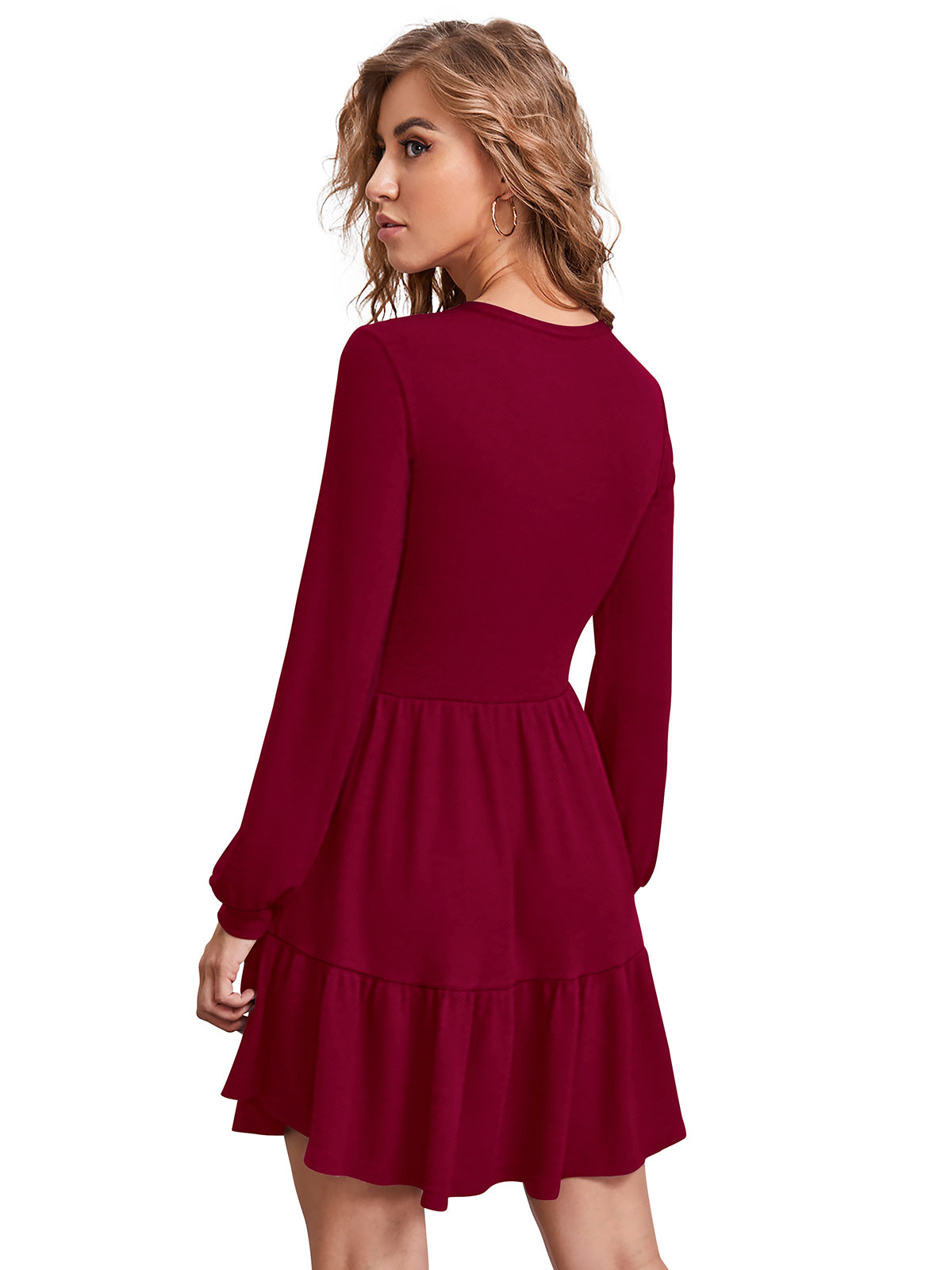 long-sleeve tiered mini dress