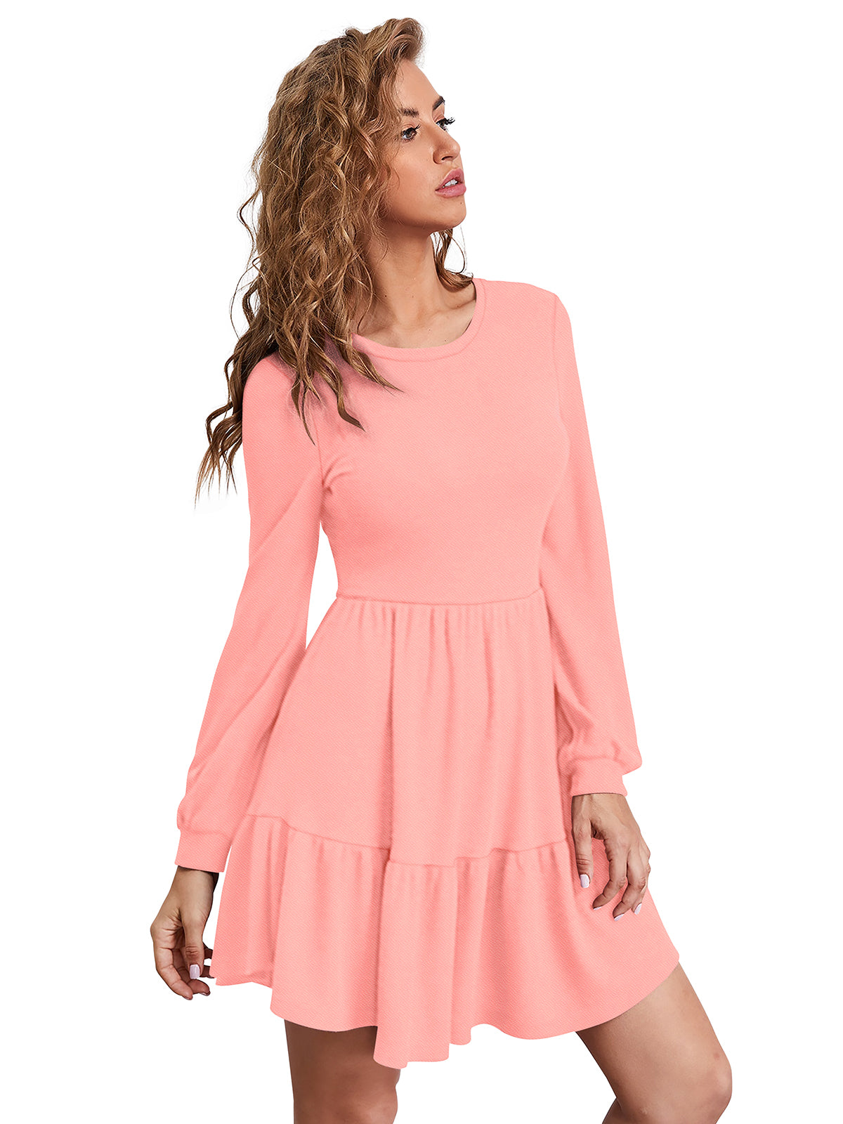 long-sleeve tiered mini dress
