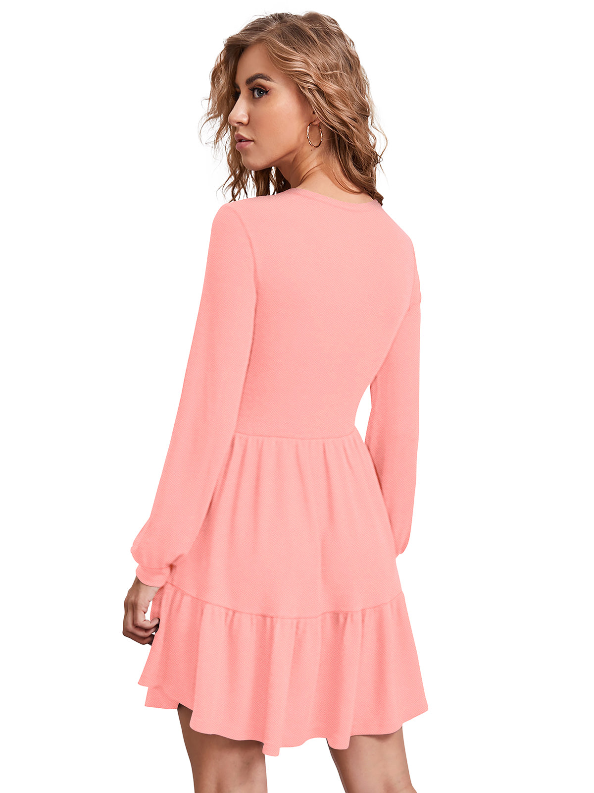 long-sleeve tiered mini dress