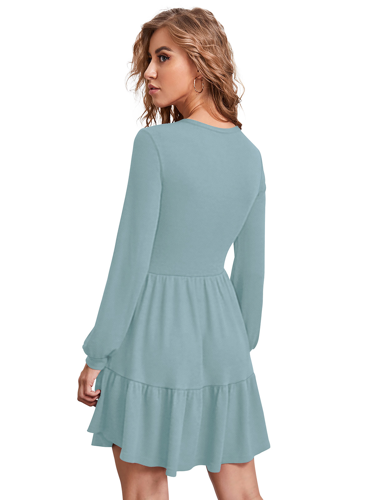 long-sleeve tiered mini dress