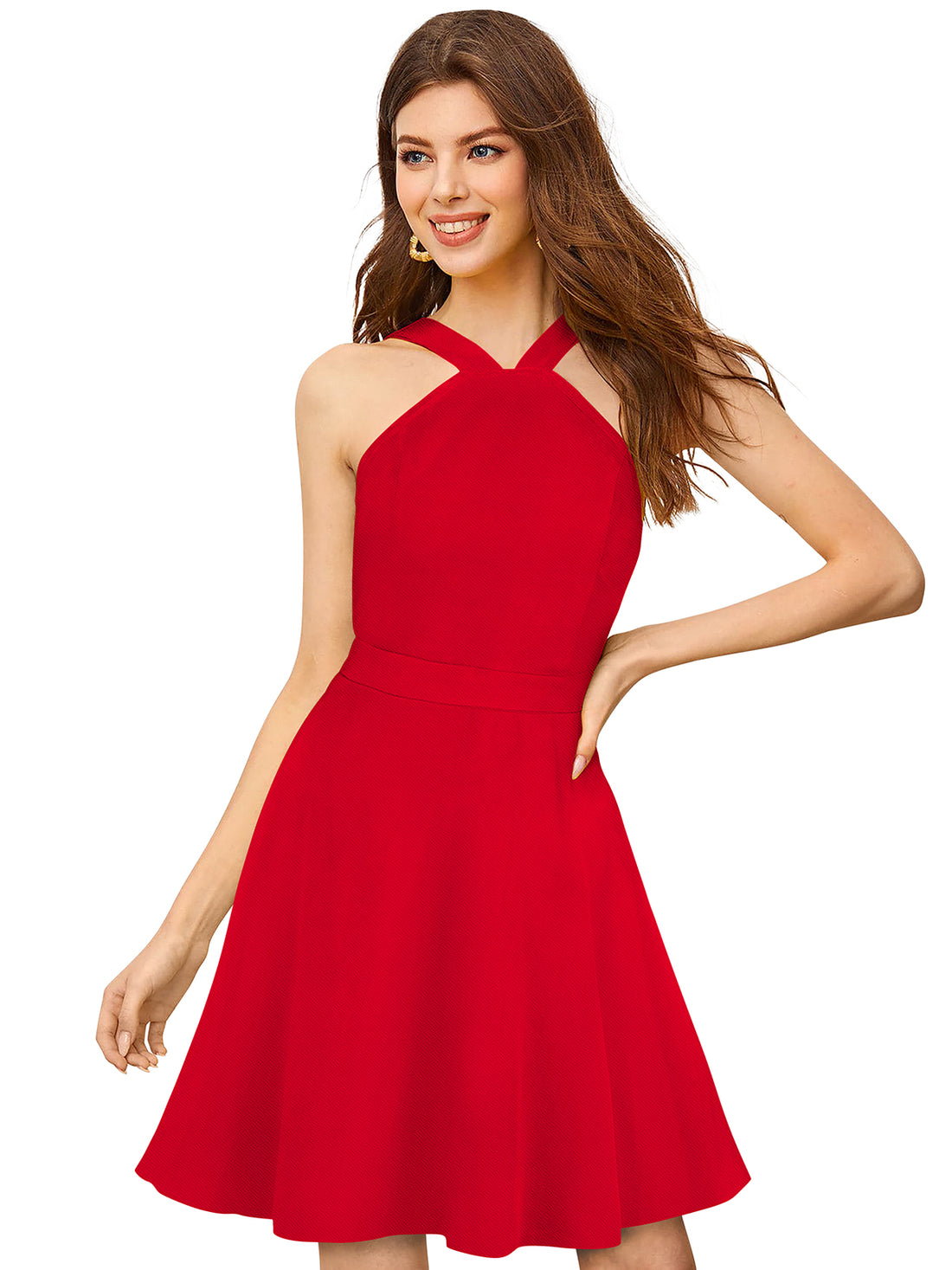 halter-neck skater dress