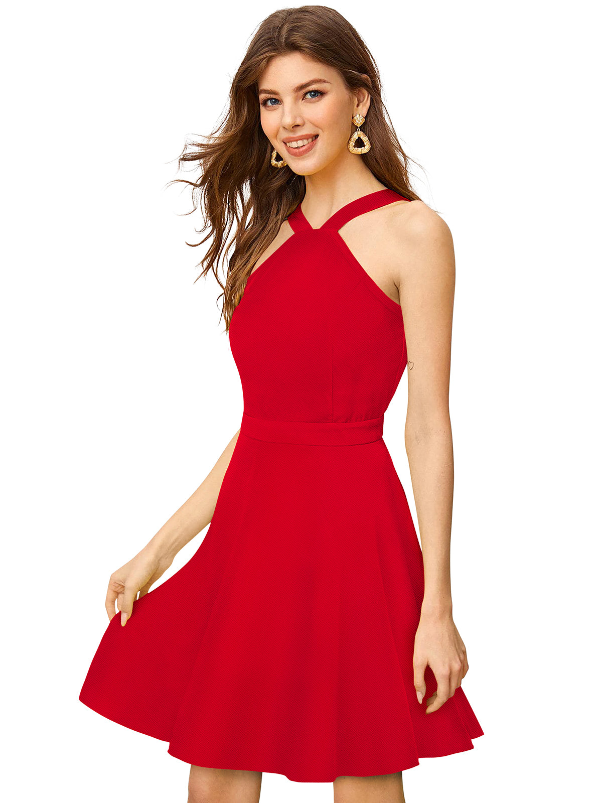 halter-neck skater dress