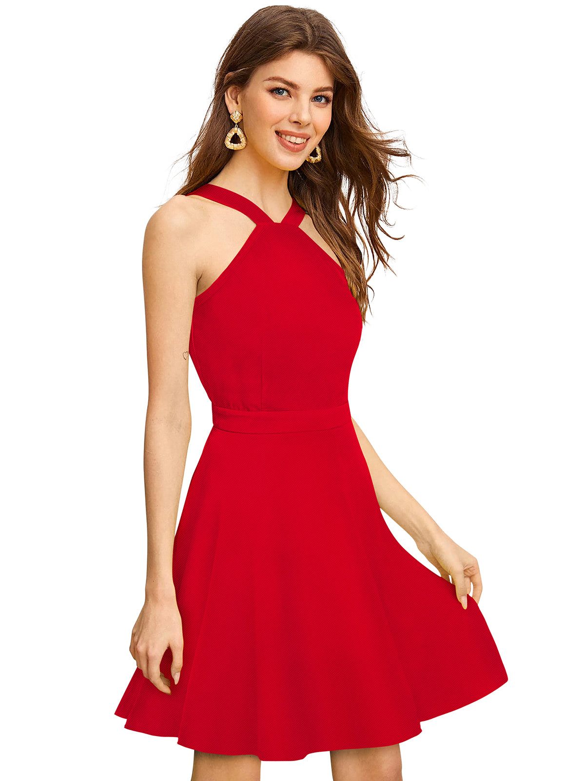 halter-neck skater dress
