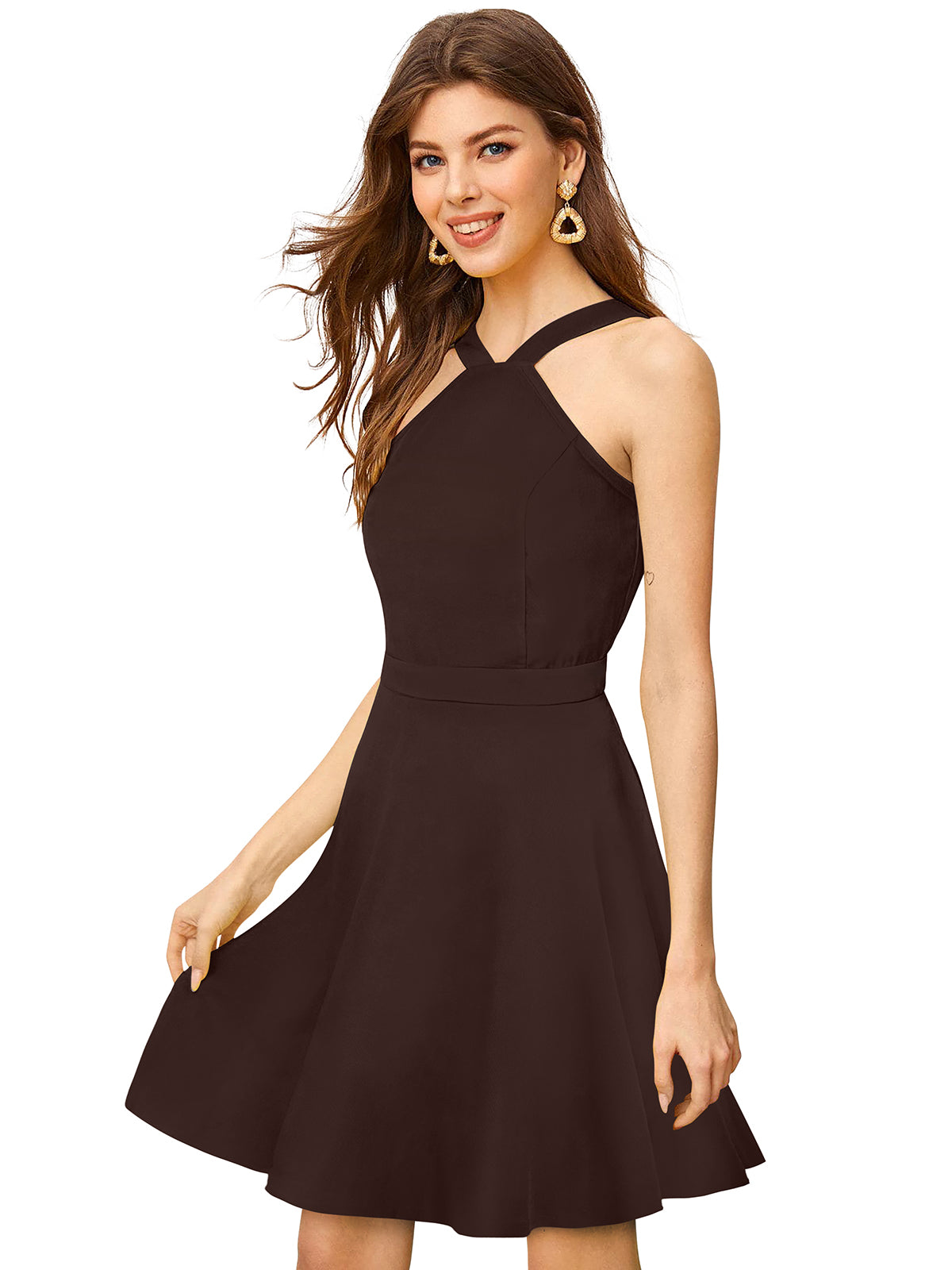 halter-neck skater dress