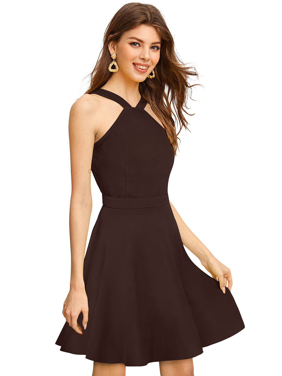 halter-neck skater dress