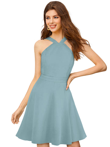 halter-neck skater dress