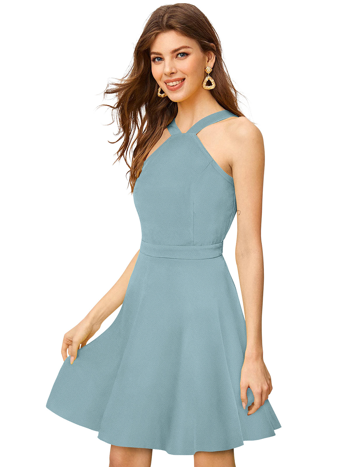 halter-neck skater dress