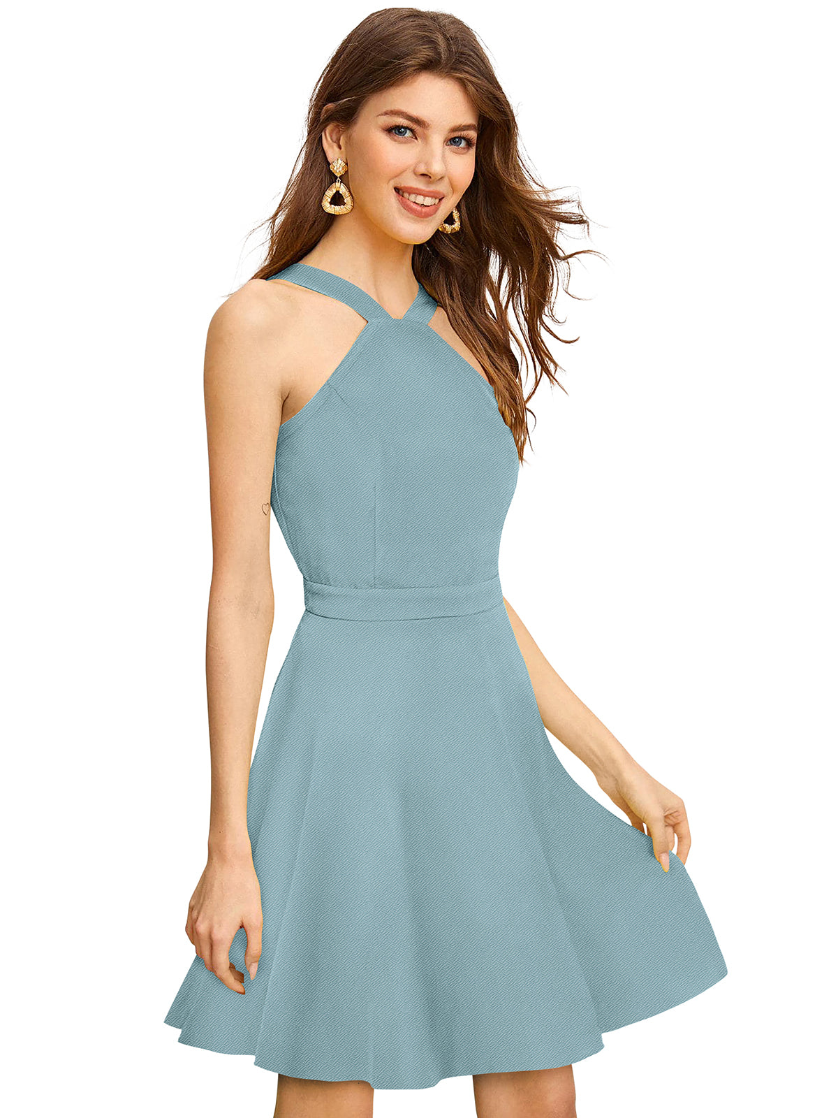 halter-neck skater dress