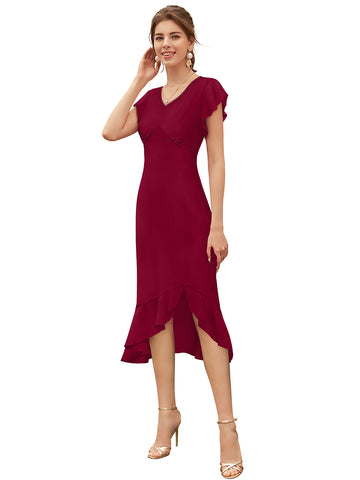 ruffle hem midi dres