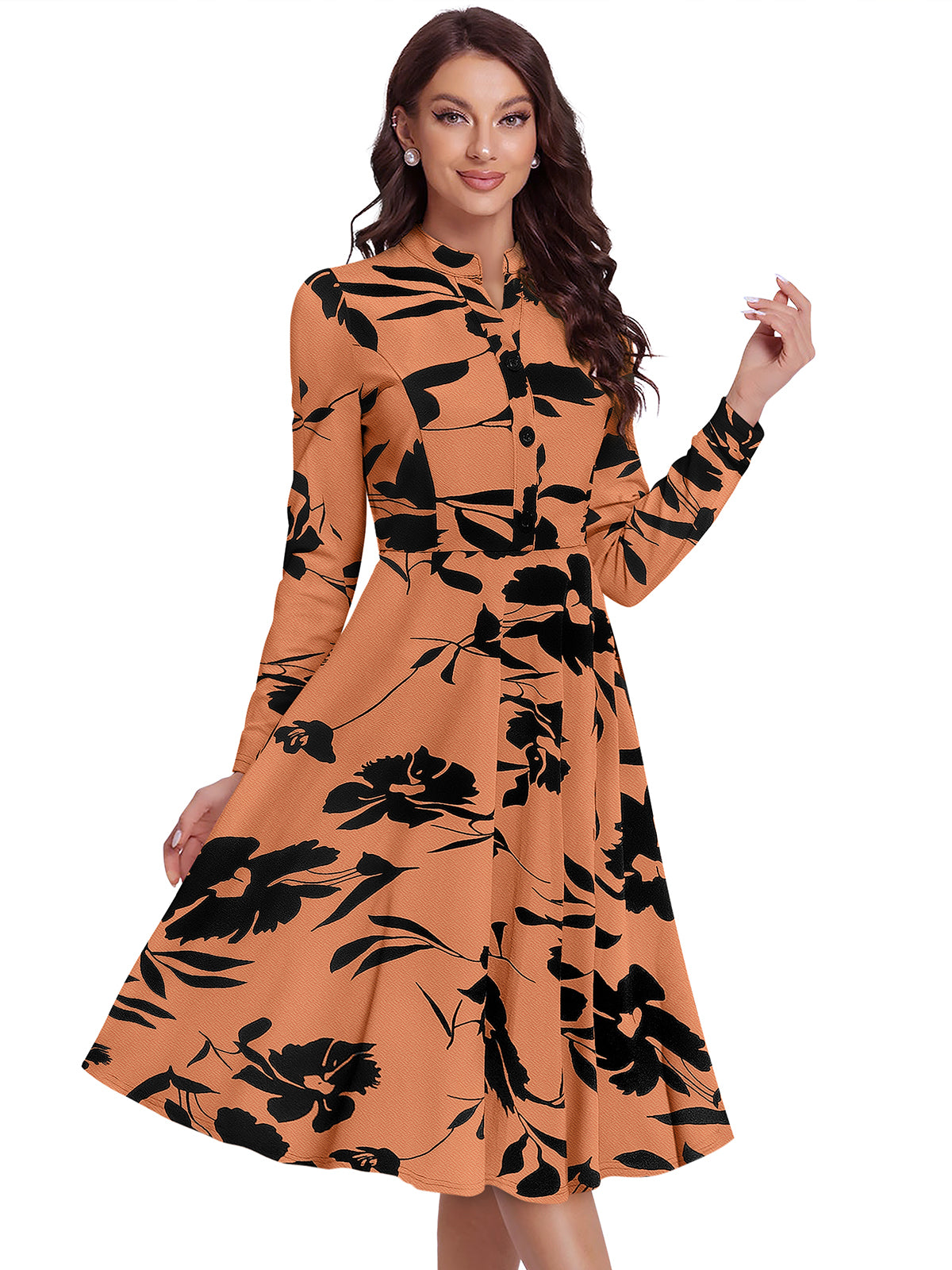 Orange & Black Floral