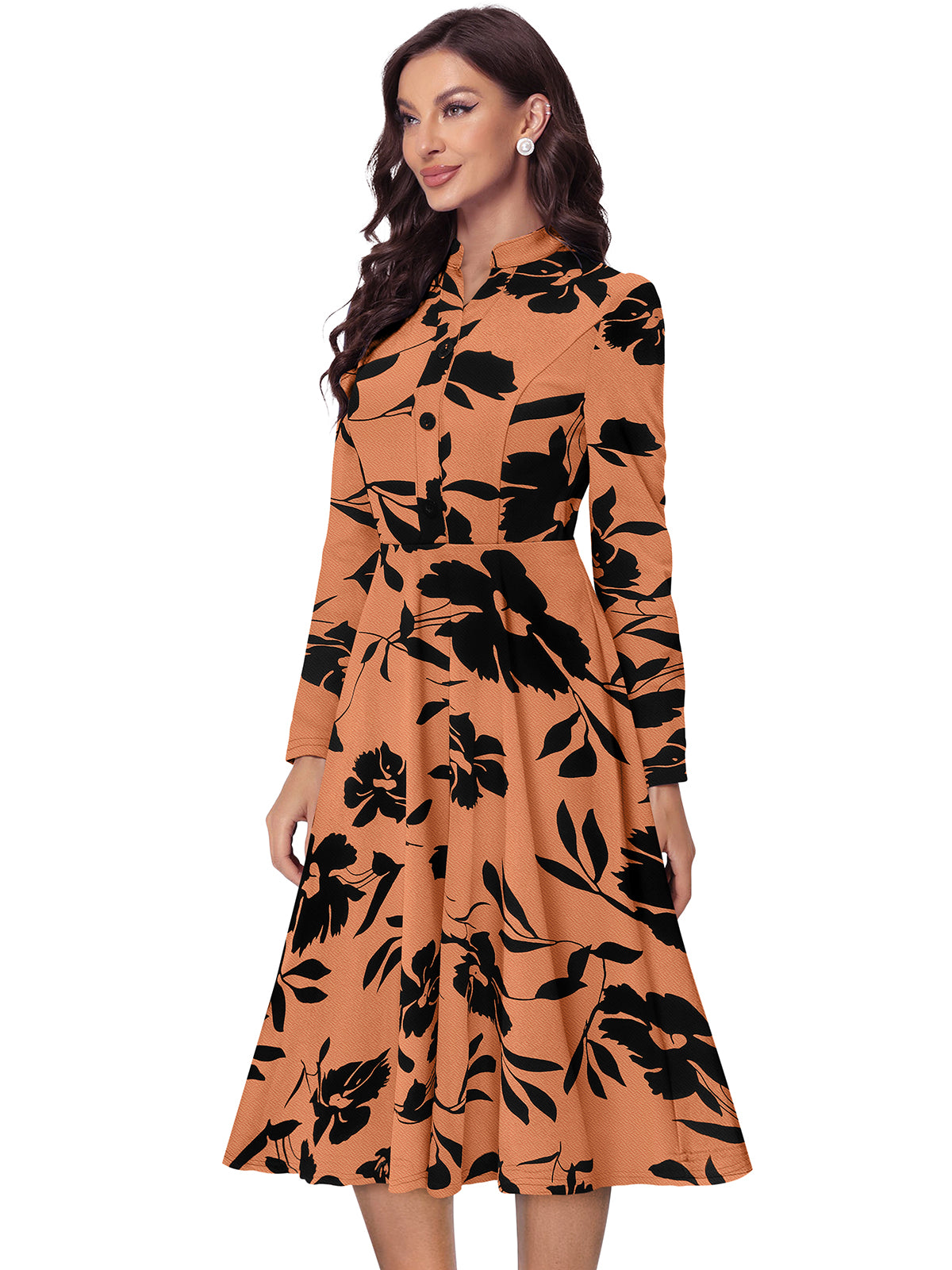 Orange & Black Floral