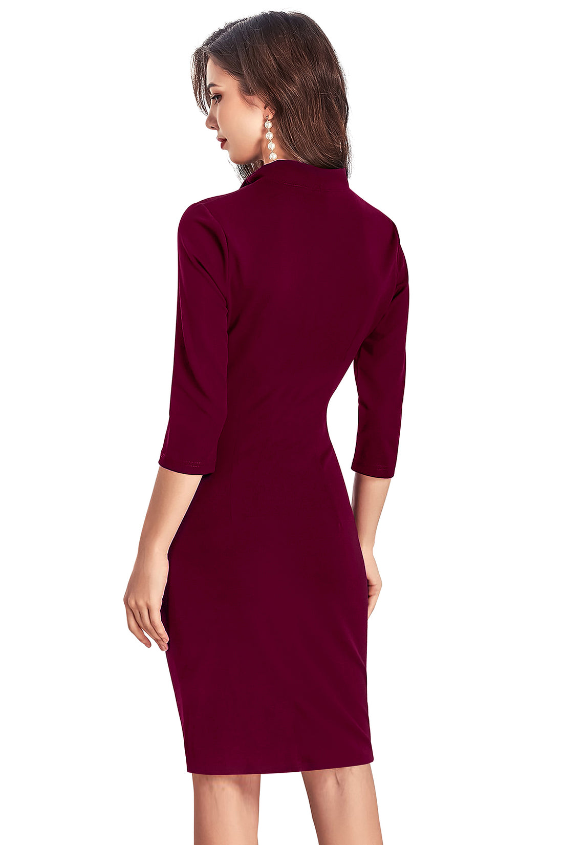 high-neck sheath dress