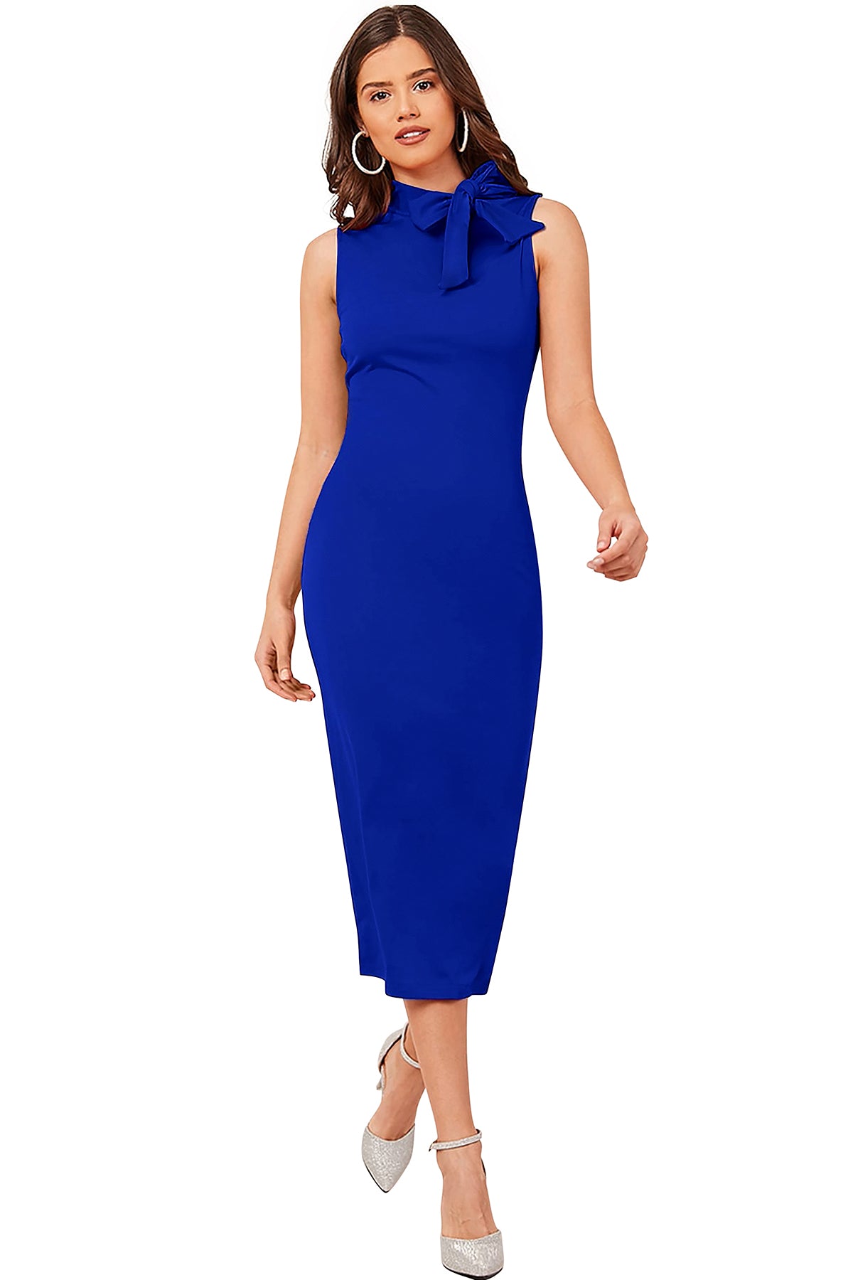 royal-blue midi dress
