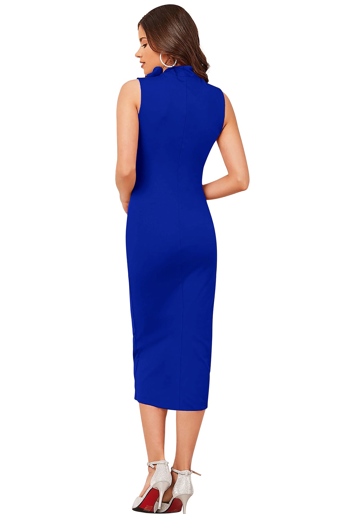 royal-blue midi dress