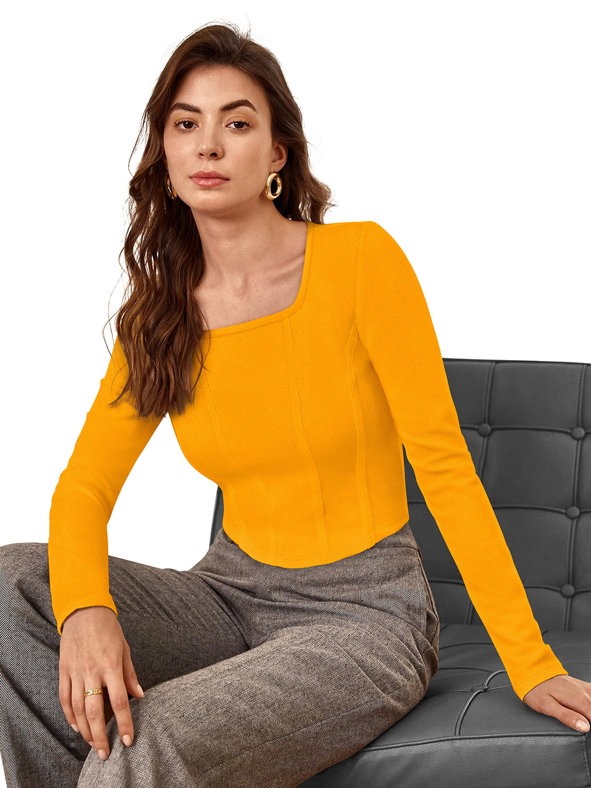 long-sleeve corset-style top