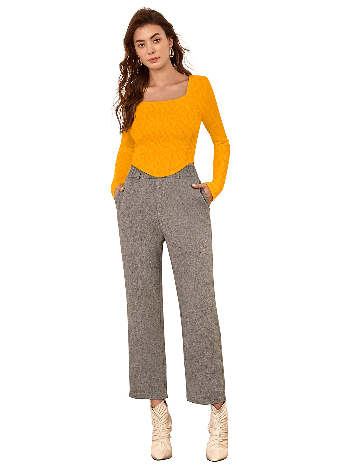 long-sleeve corset-style top