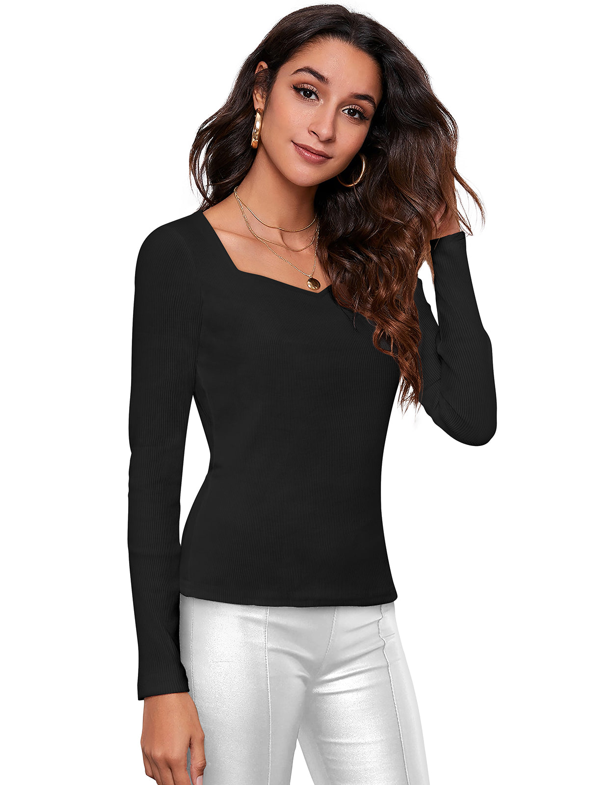 ribbed long-sleeve top