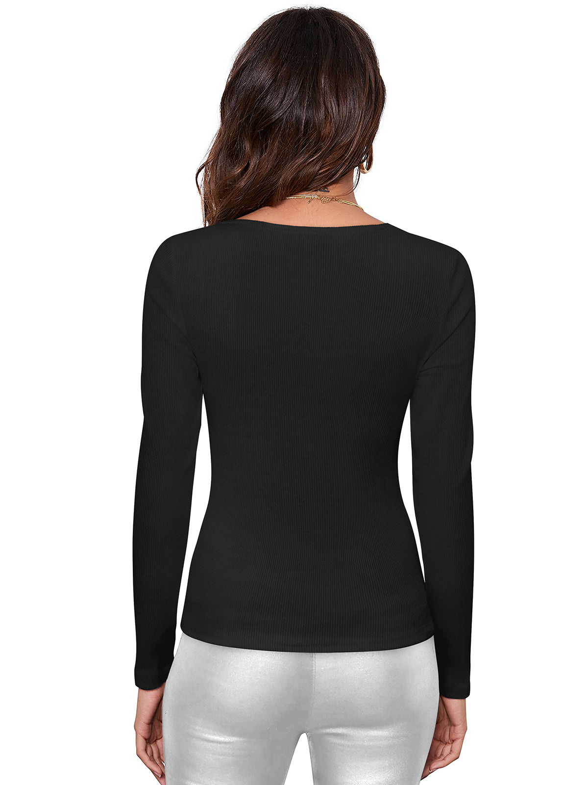 ribbed long-sleeve top