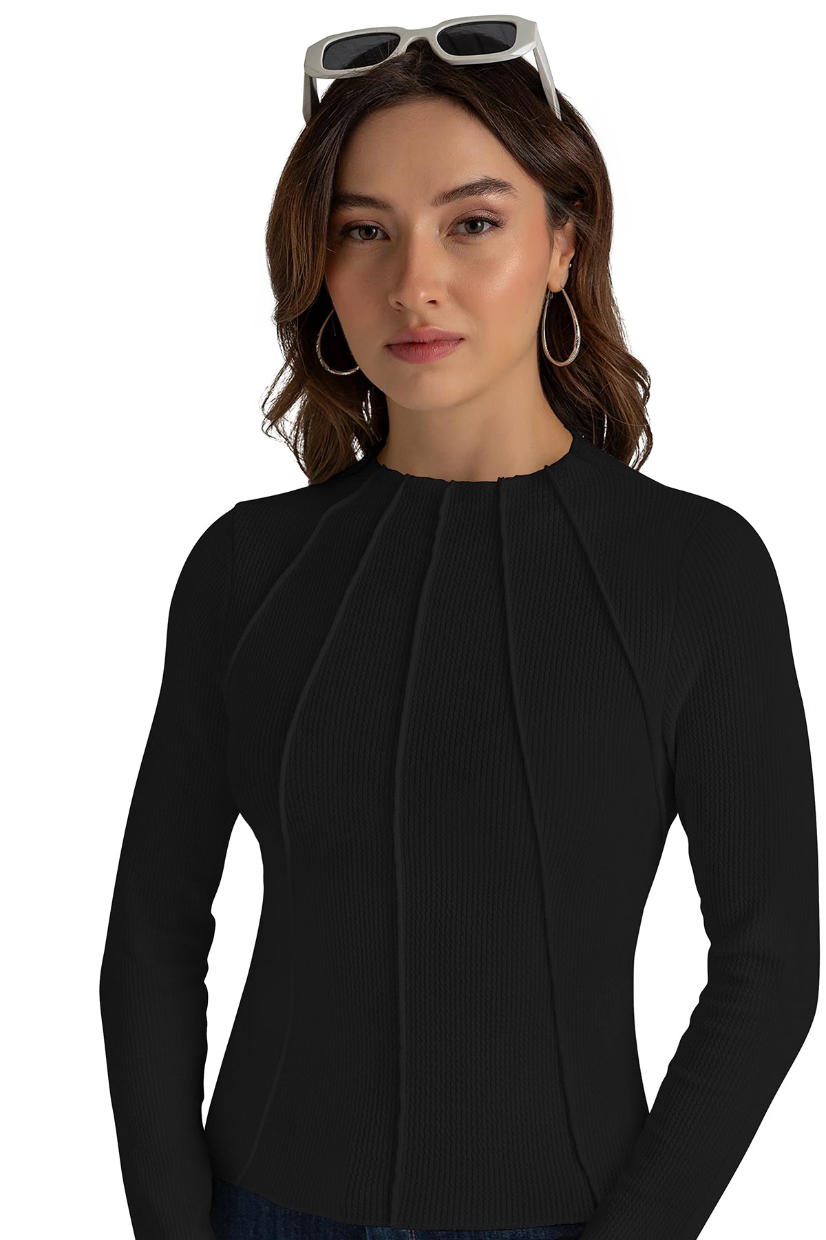 structured long-sleeve top