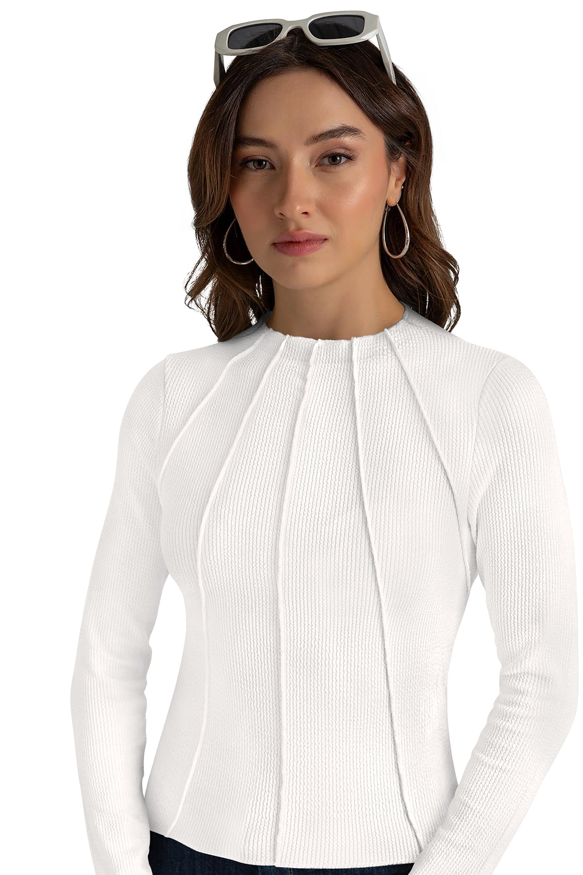 structured long-sleeve top