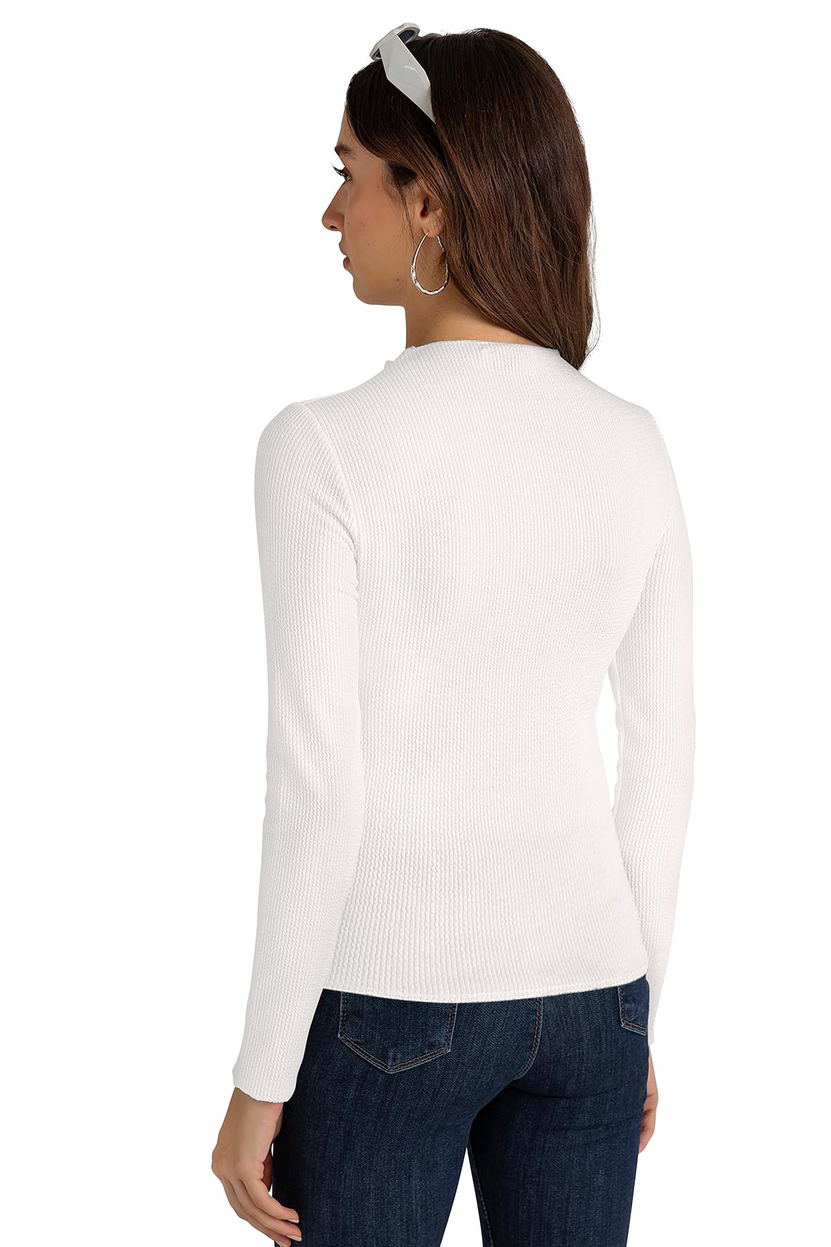 structured long-sleeve top