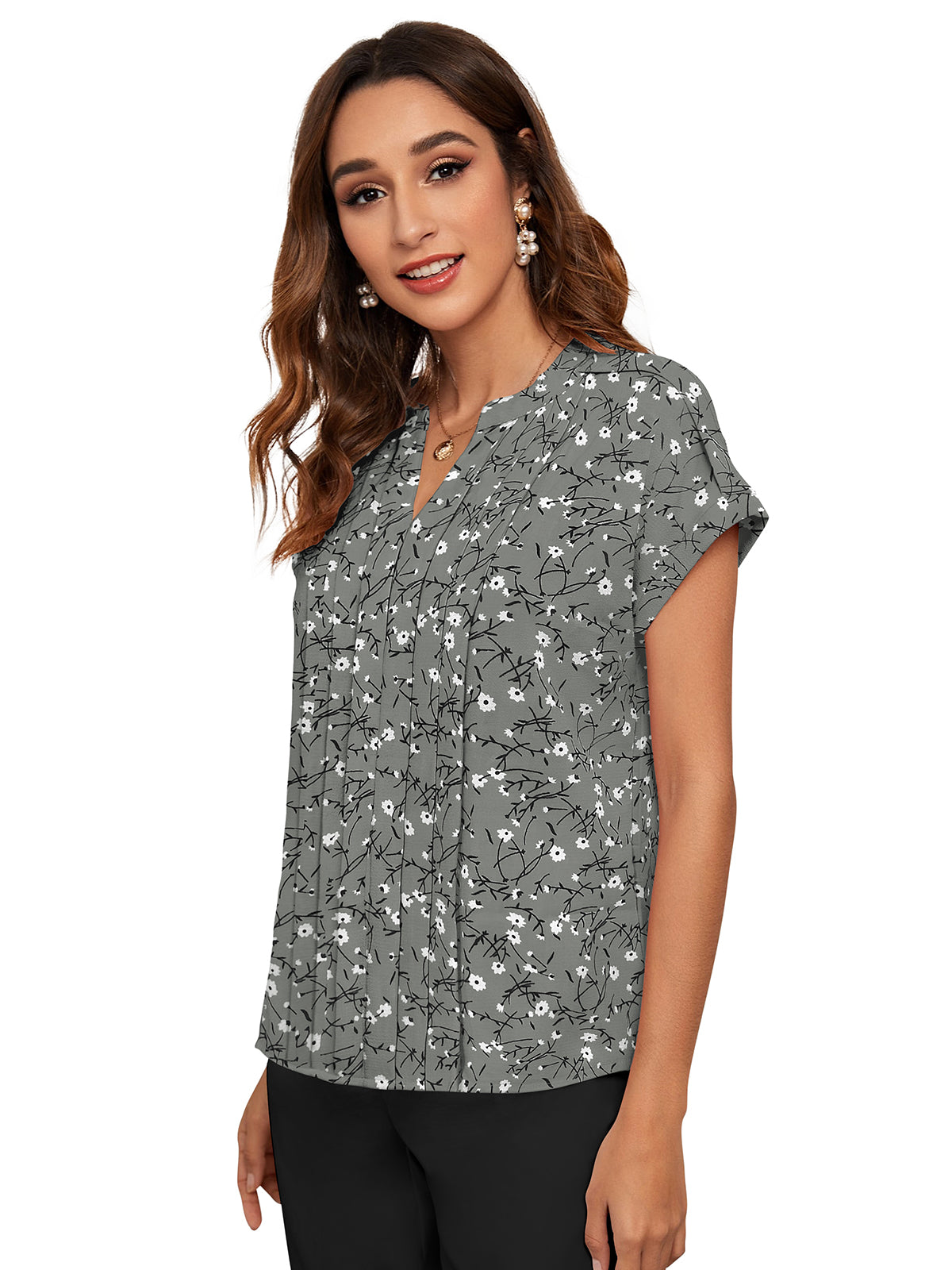 floral pleated blouse