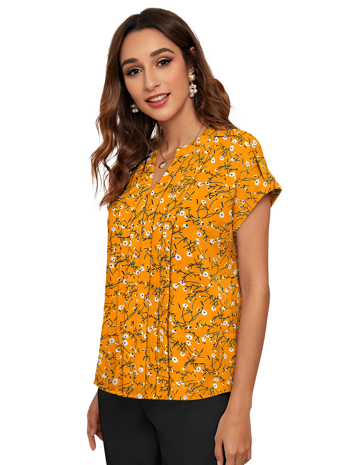 floral pleated blouse