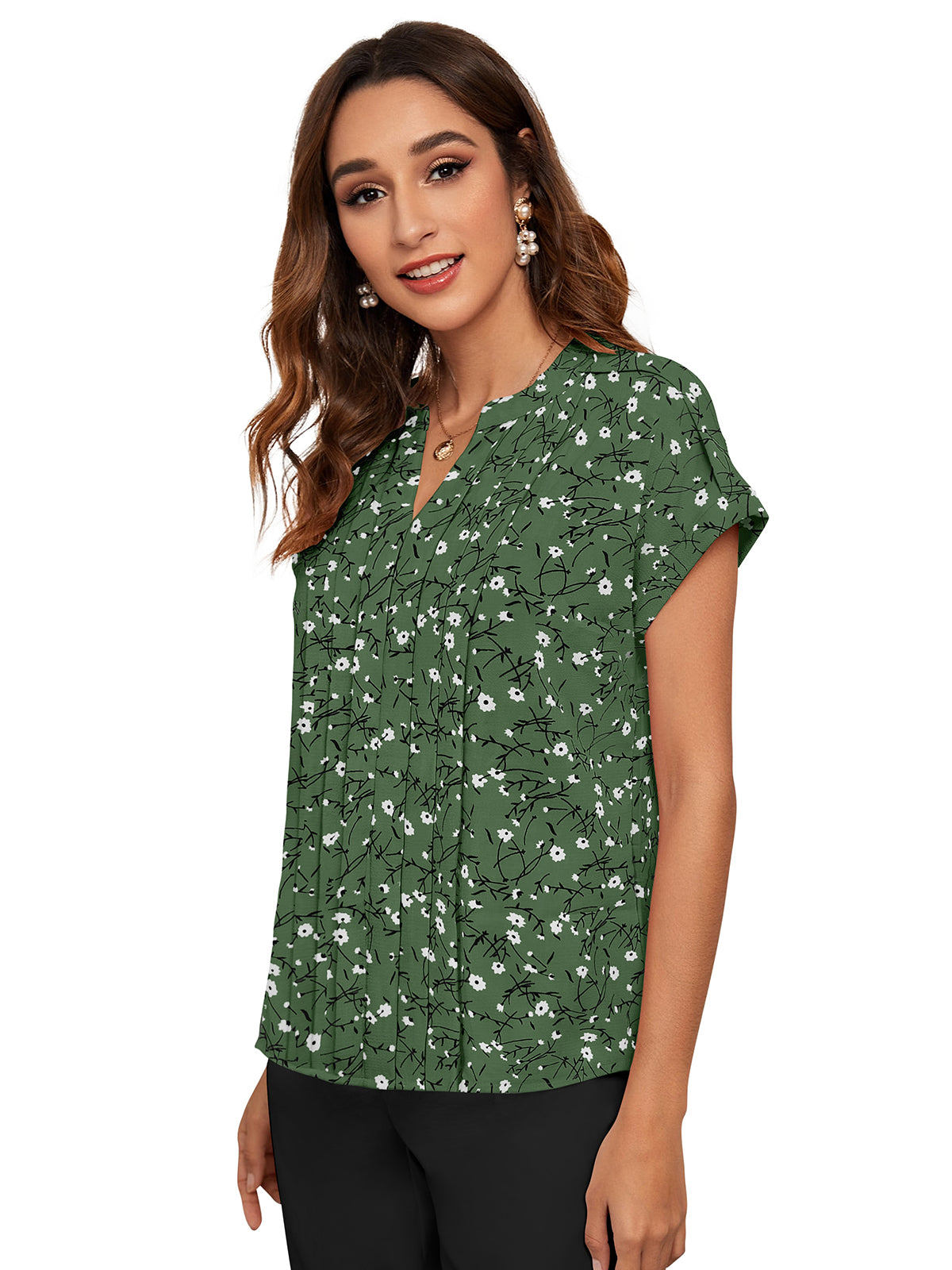 floral pleated blouse