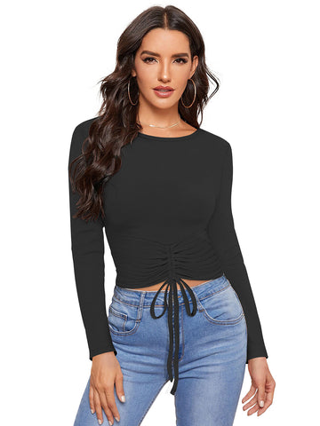 black long sleeve crop top