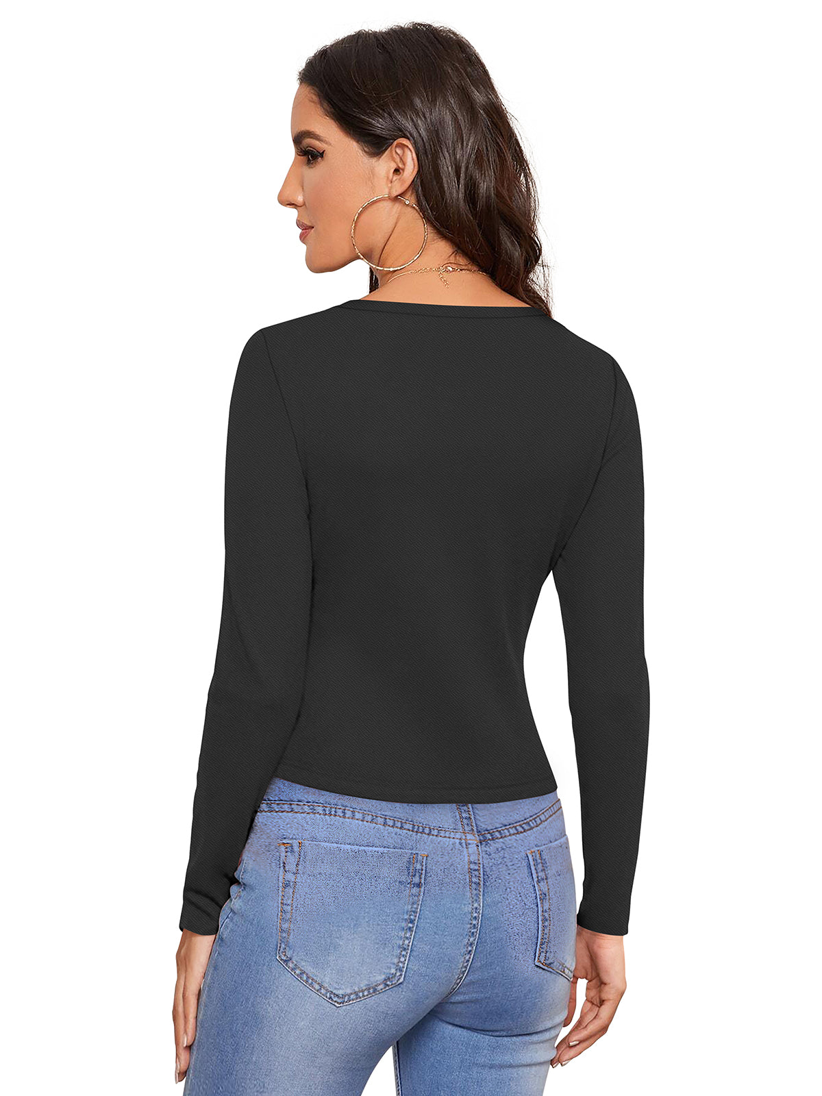 black long sleeve crop top