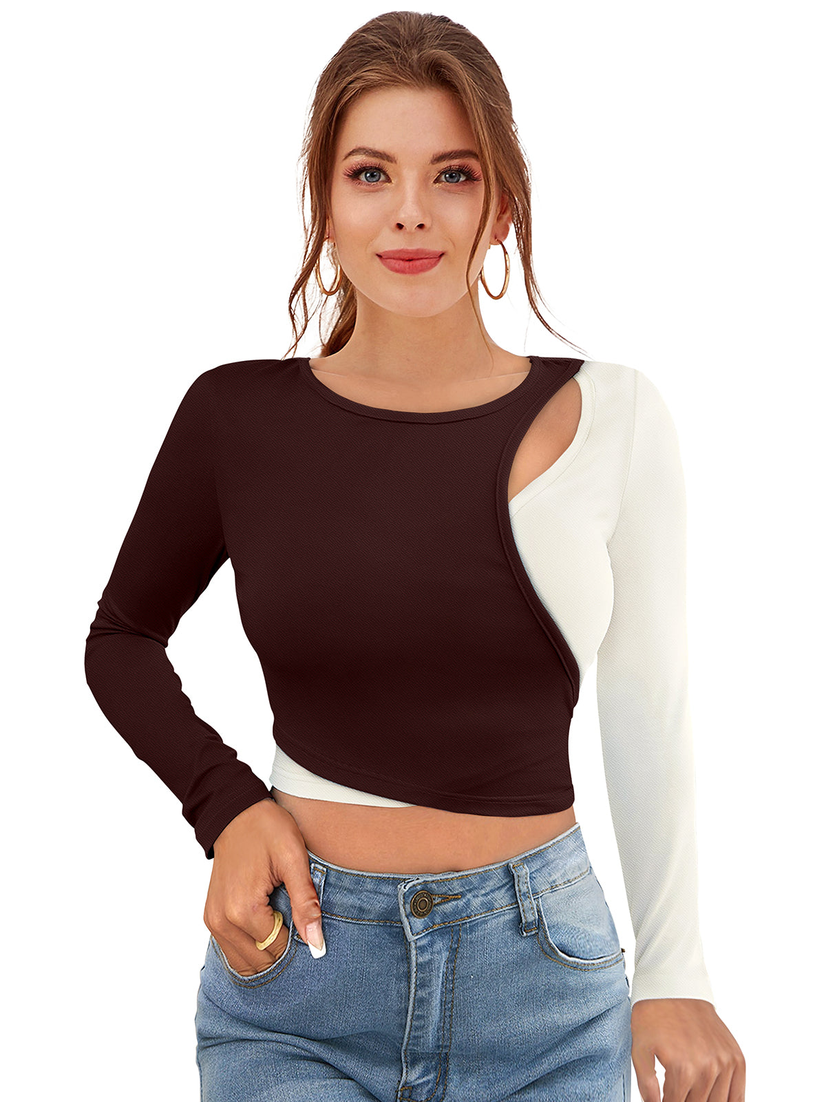 two-tone cutout crop top