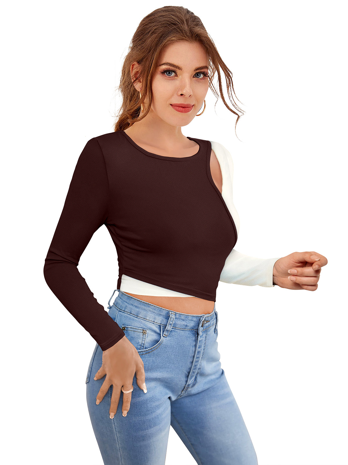 two-tone cutout crop top