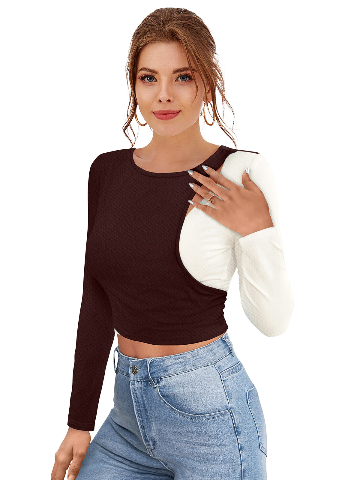 two-tone cutout crop top