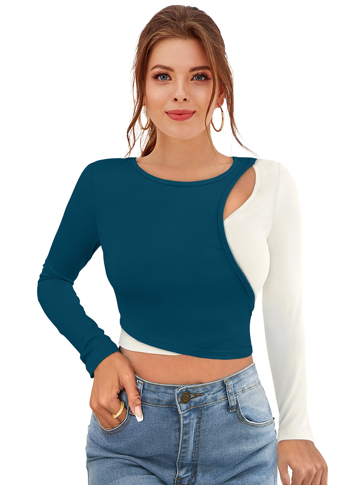 two-tone cutout crop top