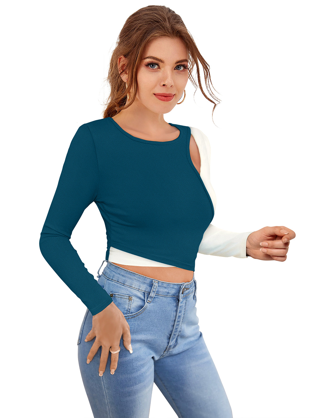 two-tone cutout crop top