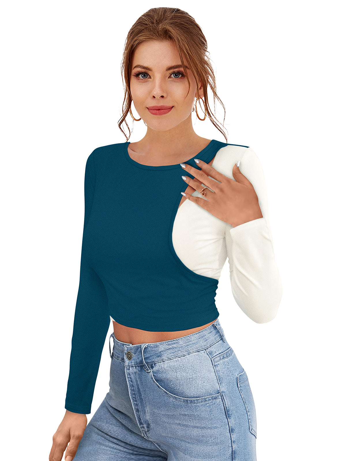 two-tone cutout crop top