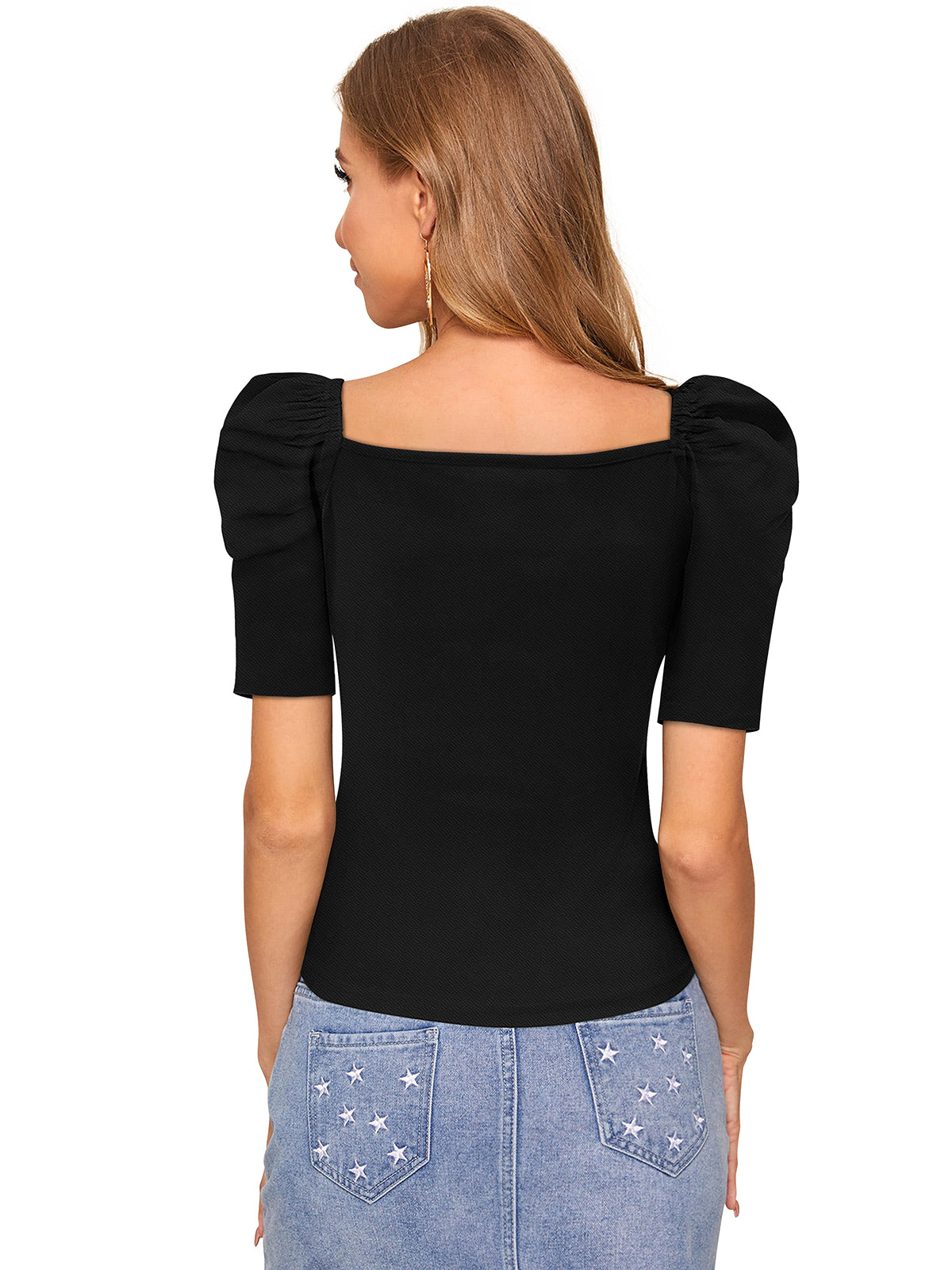 black sweetheart twist-front top