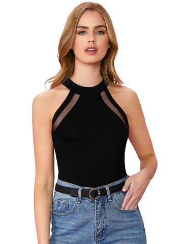 halter-style mesh inset top