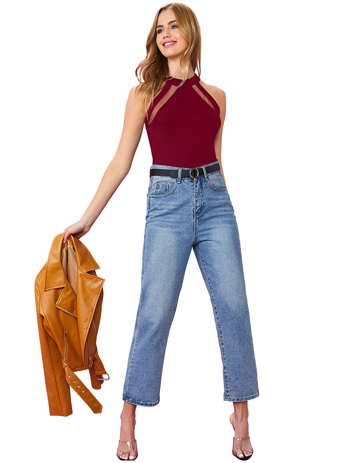 halter-style mesh inset top