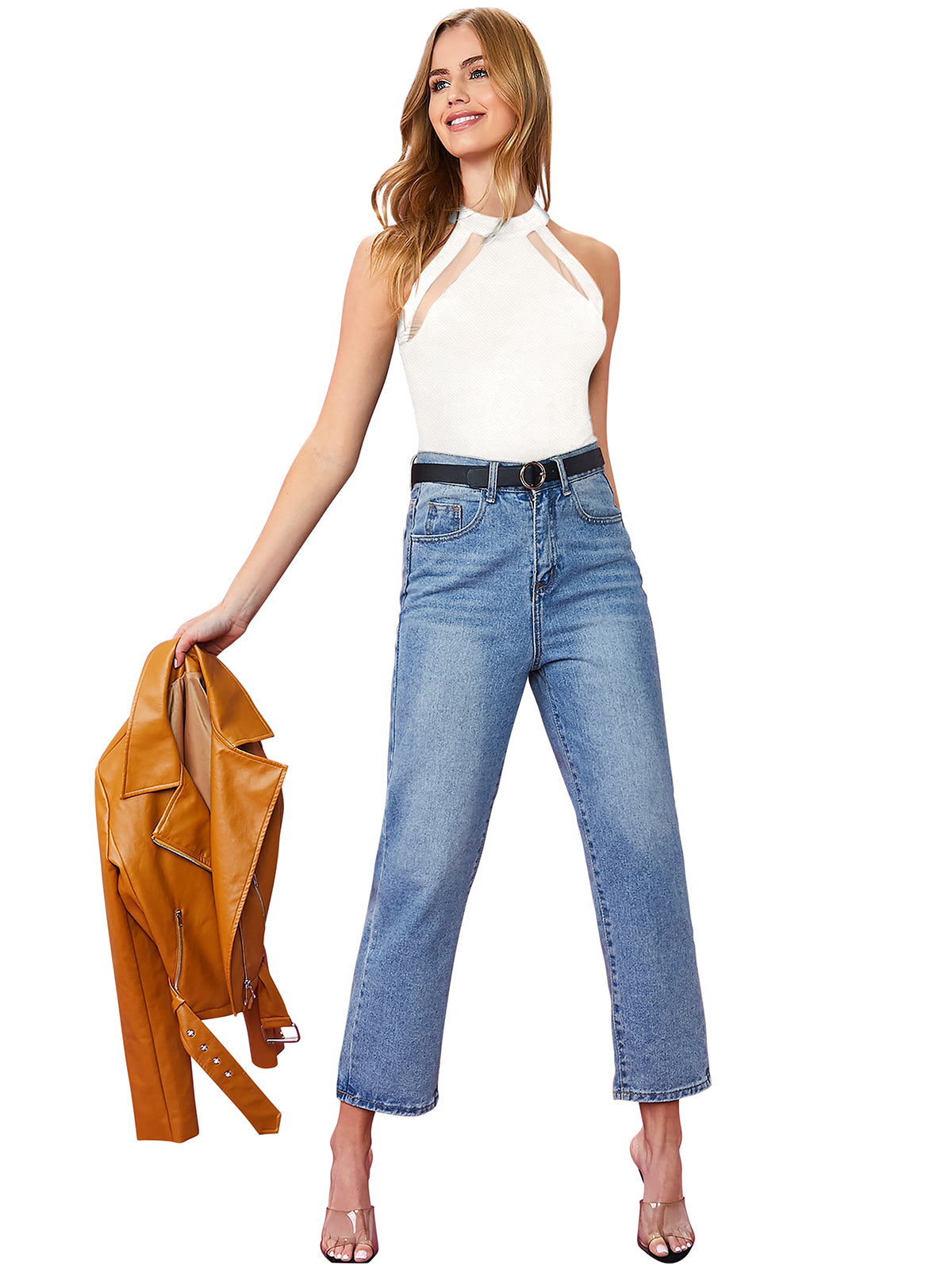 halter-style mesh inset top