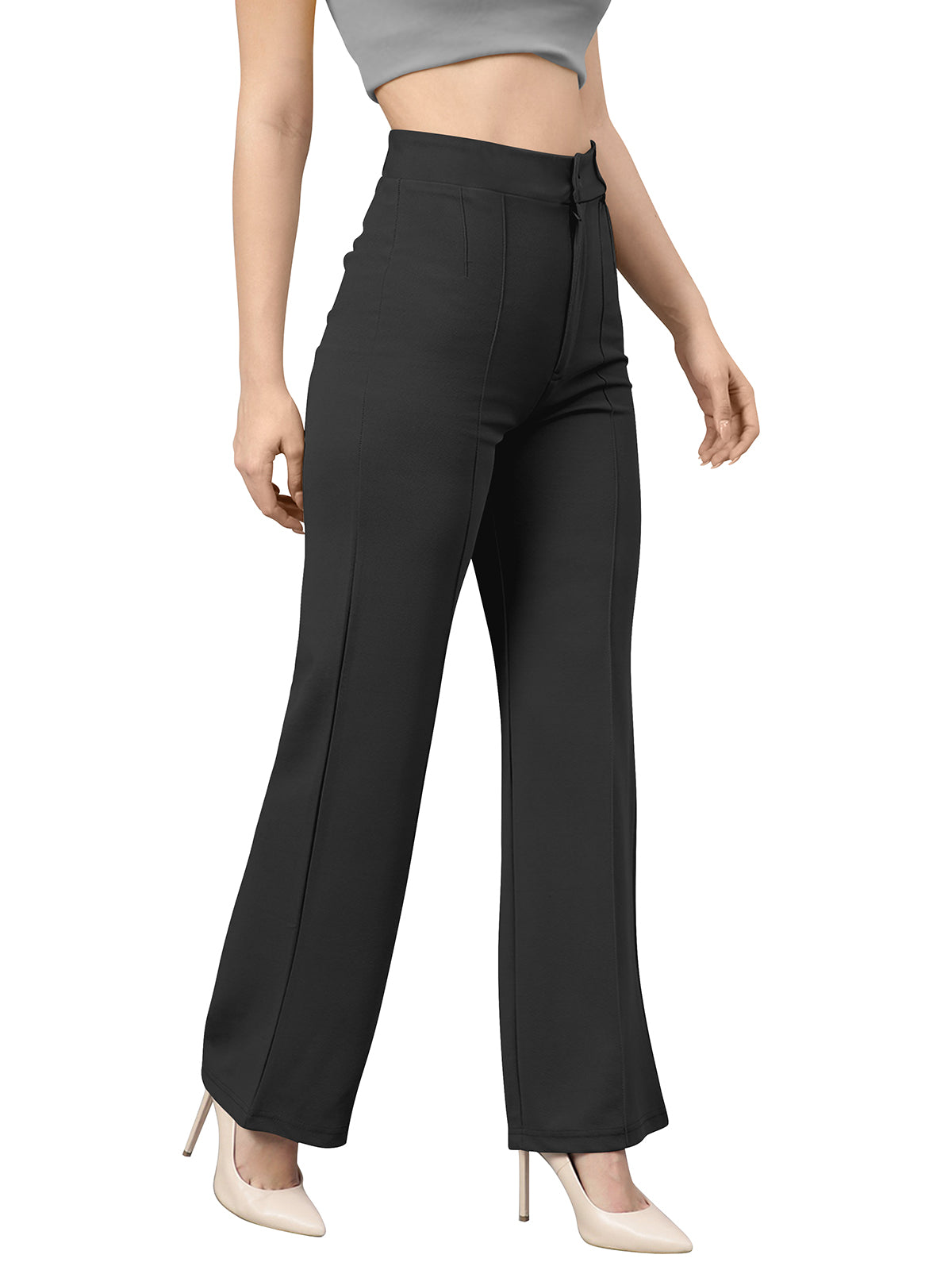 high-waisted straight-leg trousers