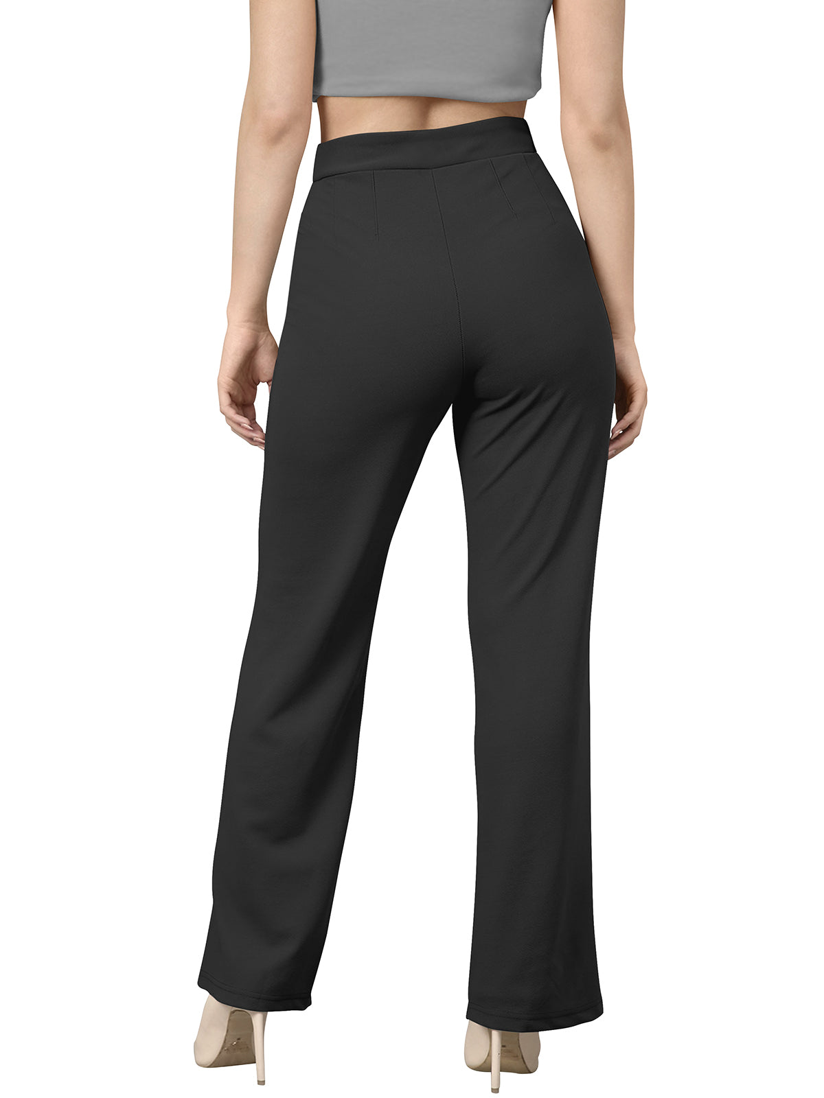 high-waisted straight-leg trousers