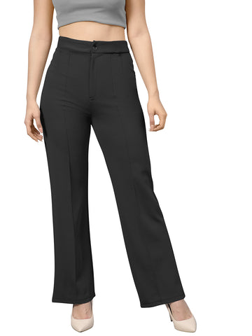 high-waisted straight-leg trousers
