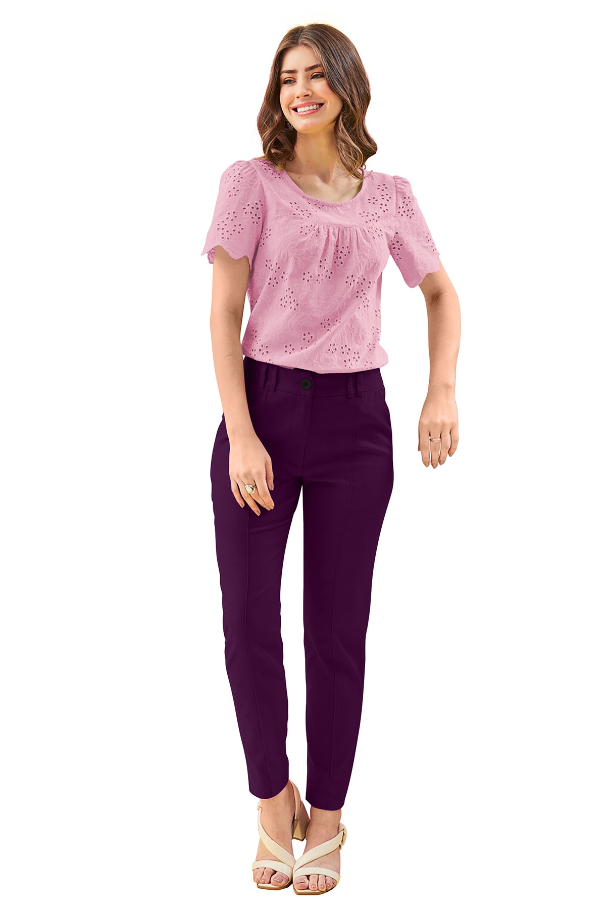 navy straight-leg trousers