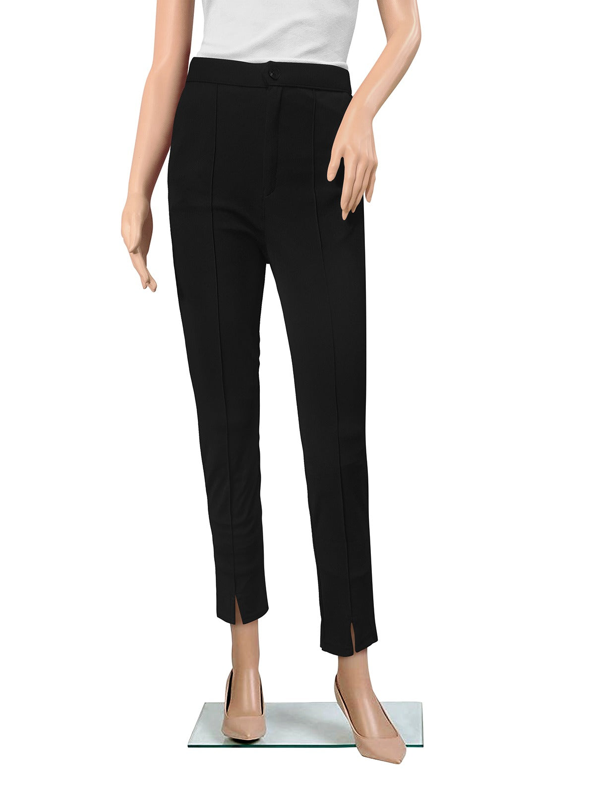 navy straight-leg trousers