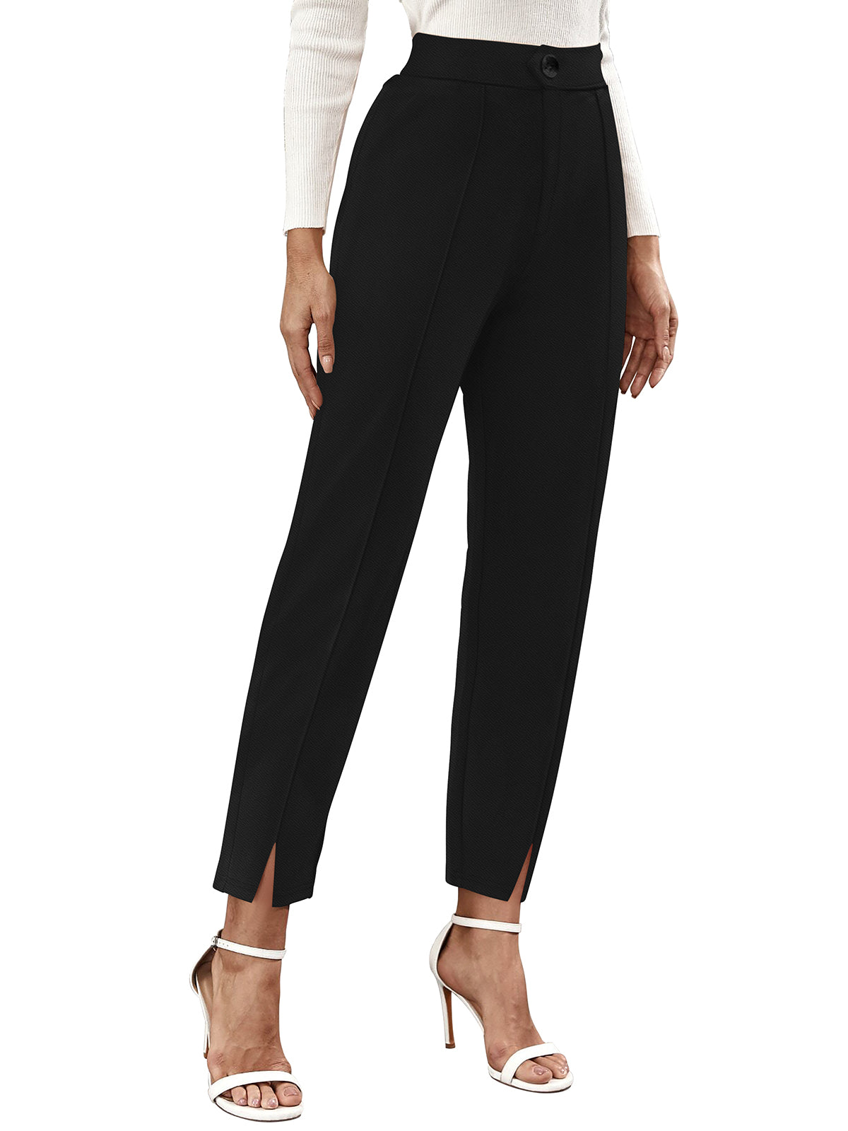 navy straight-leg trousers