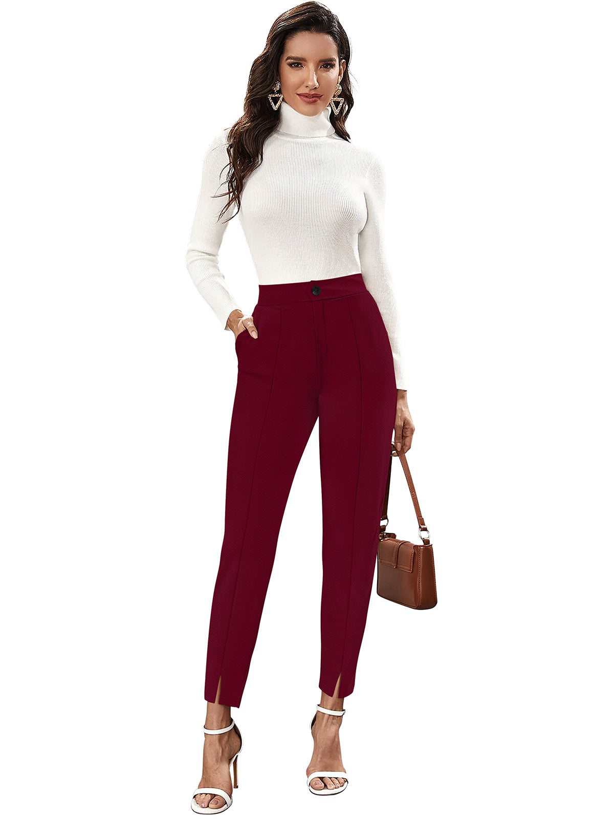 navy straight-leg trousers
